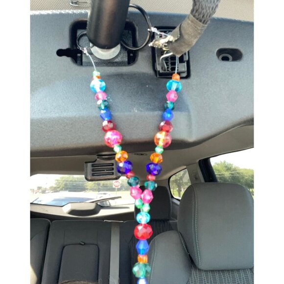 Beaded Suncatcher Rearview Mirror Ornament Colorful Red Crystal Prism Car Charm - Picture 5 of 9